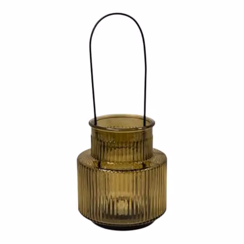 Gift Company Large Green Glass Pillar Candle Holder, W/D/H: 13.0 x 13.0 x 28.0 cm