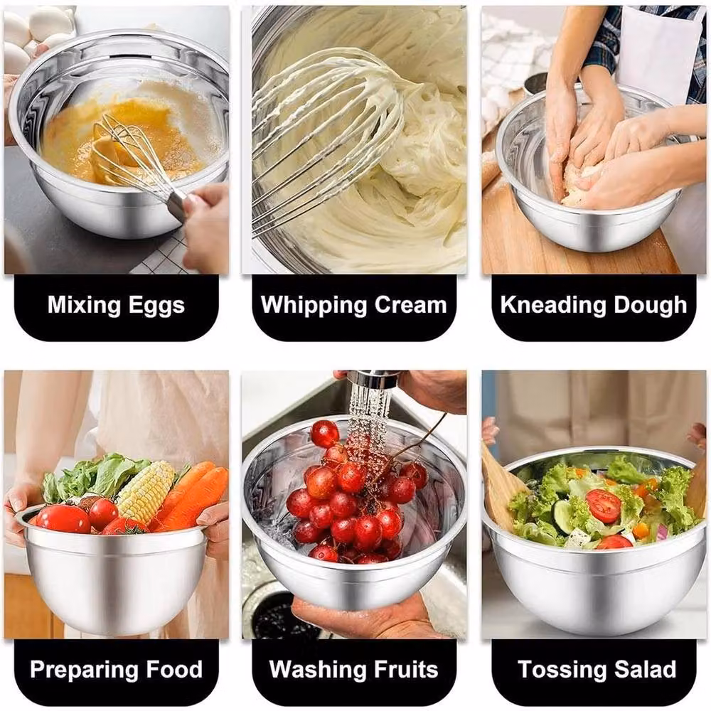 NESTLUNE Set of 5 Silver Stainless Steel Round Nesting Mixing Bowls – 2