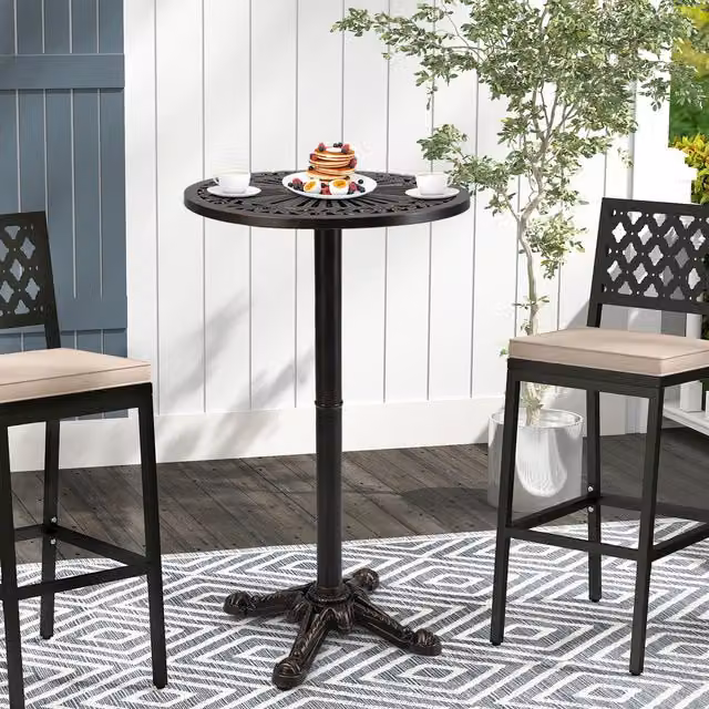 Costway Round Patio Bar Table in Bronze