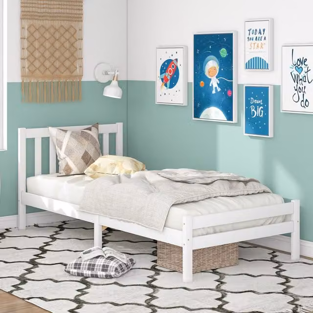 Home Touch Interior Daphne Classic Single Bed Frame in White Lacquered Wood