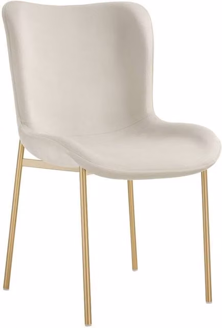 tectake Tessa Dining Chair in Beige and Gold Velvet Look – 1