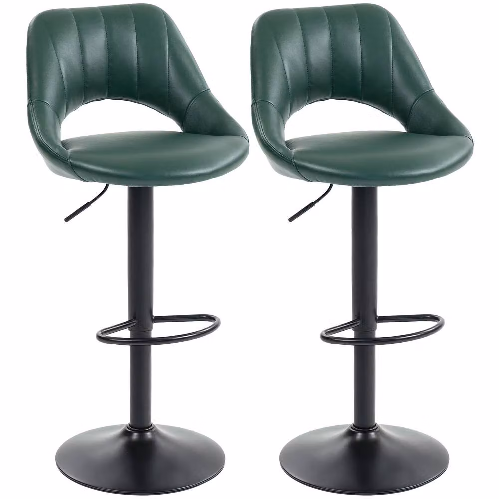 STILVORA Set of 2 Modern Swivel Bar Stools in Green Faux Leather – 5
