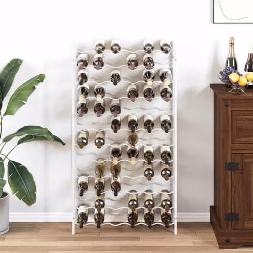 vidaXL Modern White Metal Wine Rack for 72 Bottles, W/D/H: 117 x 64 x 22 cm – 2