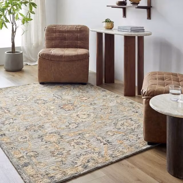 Livabliss Arnold Hand Tufted Wool Traditional Boho Living Room Rug in Grey, Beige and Pink, W: 185 cm, D: 275 cm – 1