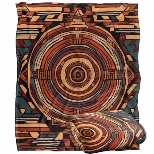 JQ Licensing James Piazza Aztec Pattern Silky Touch Super Soft Fleece Throw Blanket, White and Multicolour, W: 152 cm, D: 127 cm