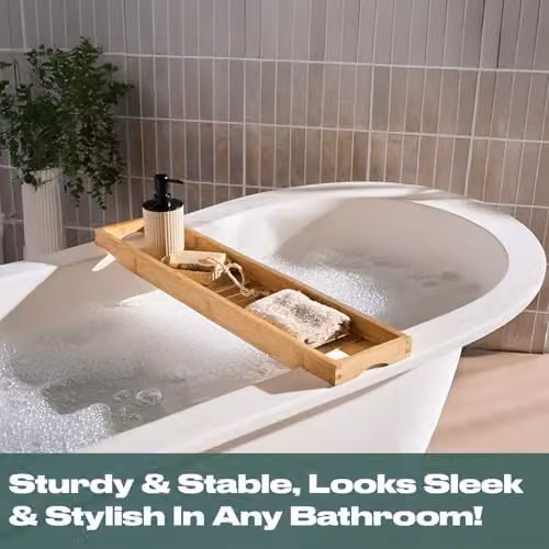 OHS Bamboo Bath Caddy Tray in Brown – 2