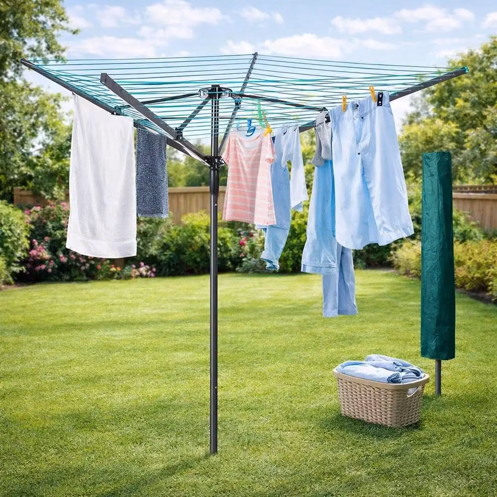 Havendro Rotary Airer 4 Arm 50m Folding Garden Clothes Dryer in Silver – 3