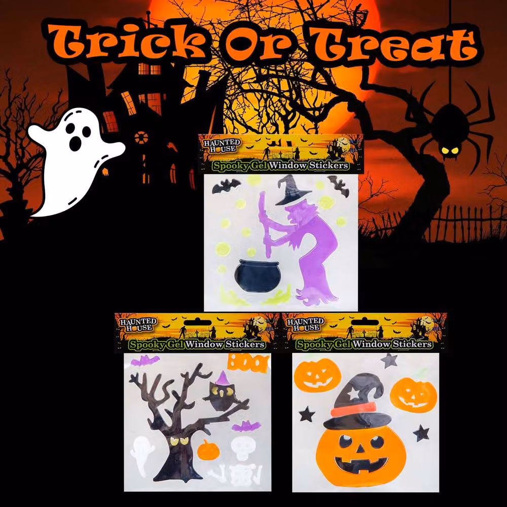 VFM e-Store Halloween Gel Window Stickers, 3 Pack, Multicolour – 3