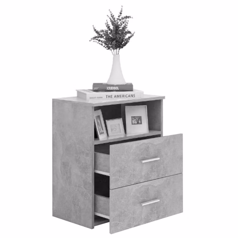 Berkfield Home Bed Cabinets, 2 Piece, Concrete Grey, W: 50 cm, D: 32 cm, H: 60 cm – 3