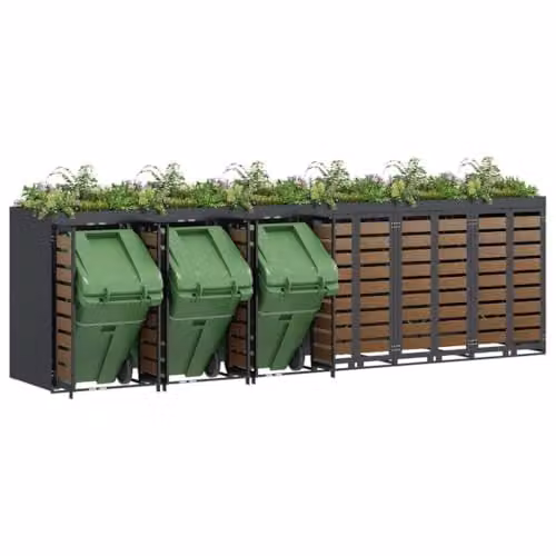 vidaXL Wheelie Bin Storage for 6 Bins in Anthracite Steel – 1