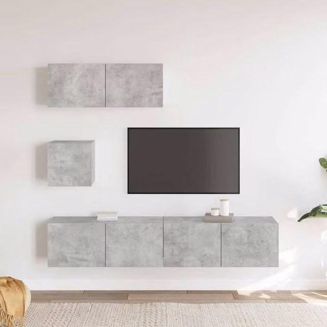 Berkfield Home Modern 4 Piece TV Cabinet Set in Concrete Grey MDF