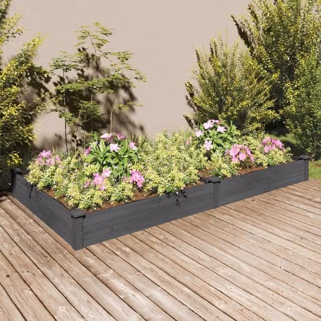 Berkfield Home Garden Raised Bed with Liner in Grey, Solid Wood Fir, W/D/H: 240 x 120 x 25 cm – 1