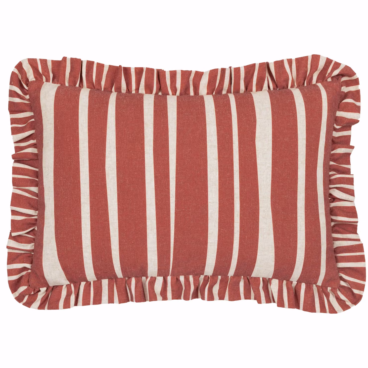 Furn Carmon Red Striped Ruffle Rectangular Cushion, W: 60 cm, H: 40 cm – 2