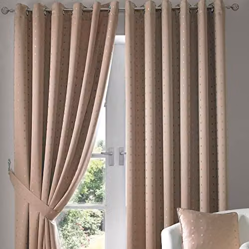 IT IDEAL TEXTILES Beige Eyelet Curtains, W: 54 cm, H: 168 cm – 1