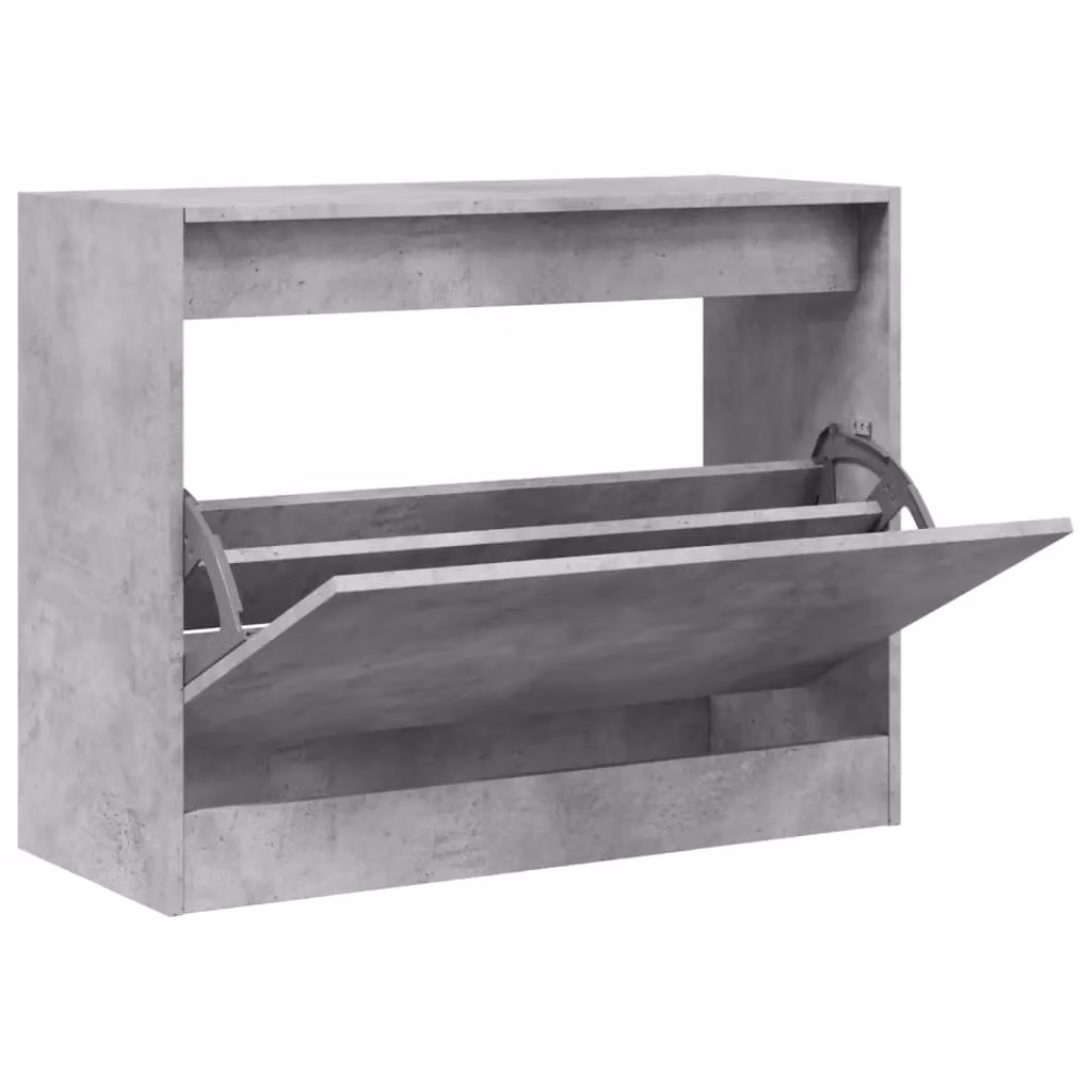 Berkfield Home Grey MDF Shoe Cabinet with Tilting Compartments, W/D/H: 80 x 34 x 63 cm – 2