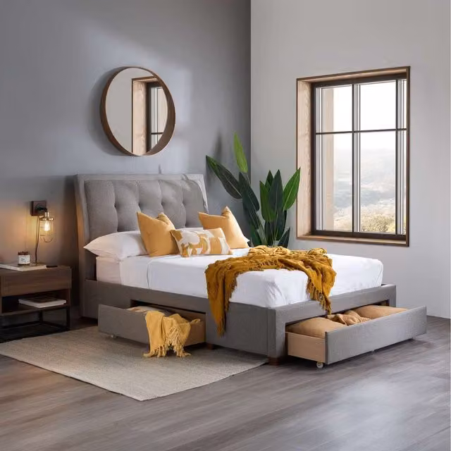 Birlea Shelby Upholstered Bed in Grey, King Size, W/D/H: 180 x 200 cm
