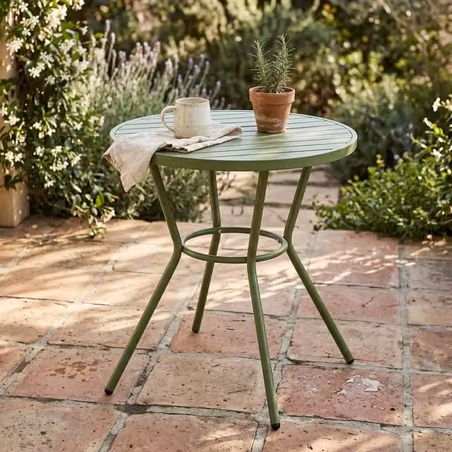 Core Products Round Garden Bistro Table in Green and White, Diameter: 70 cm