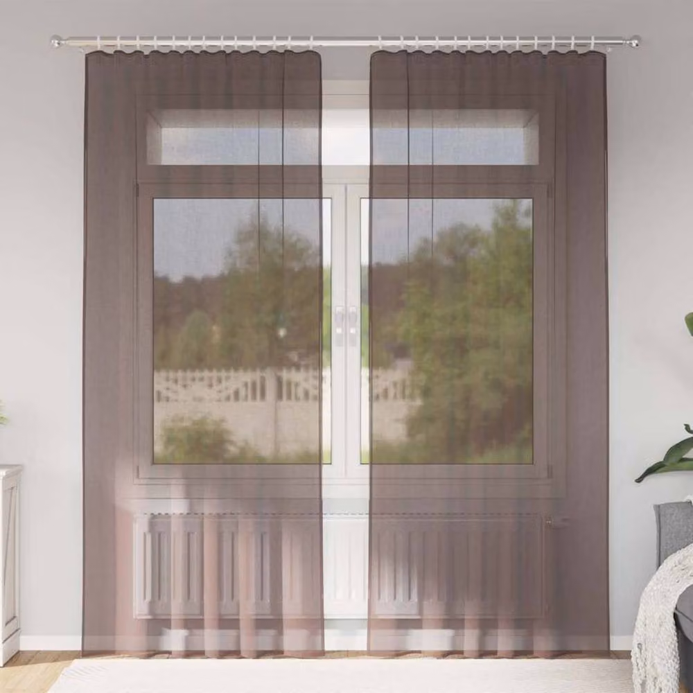 Berkfield Home Brown Voile Fabric Curtains with Rod Pockets, 2 Pack – 2