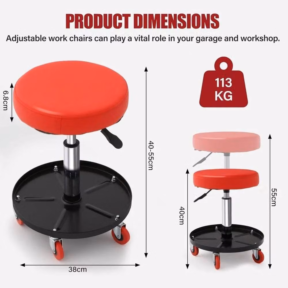 EONLION Mechanics Rolling Creeper Seat Stool with Tool Storage in Red – 2