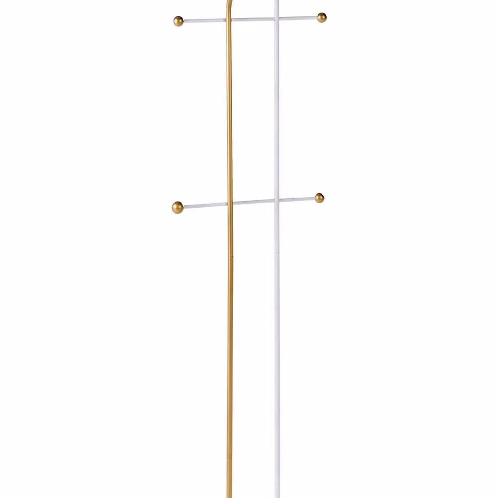 Wyld and Coco Luxor Modern Freestanding Coat Rack in Gold Steel with 6 Hooks, Height: 162 cm – 2