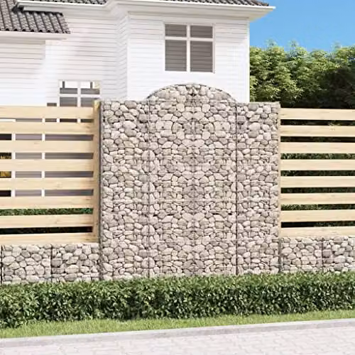vidaXL Set of 4 Arched Gabion Baskets in Silver Galvanised Steel, W/D/H: 200 x 30 x 220/240 cm – 2