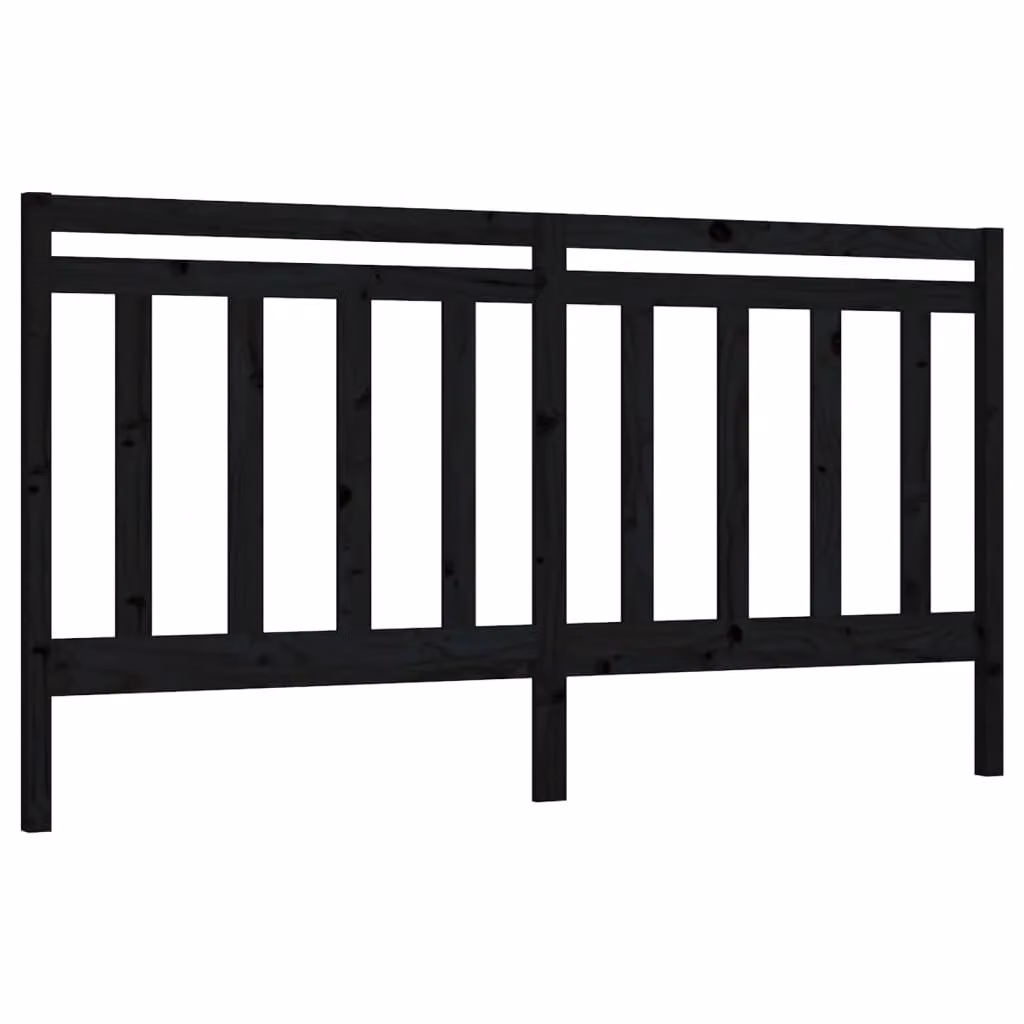 Berkfield Home Black Solid Wood Pine Bed Headboard, W: 206 cm, D: 4 cm, H: 100 cm – 2