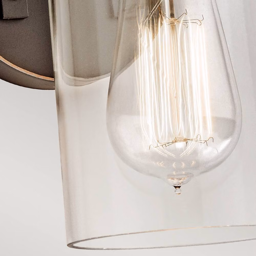 Netlighting Brinley Single Light Wall Lamp in Olde Bronze and Brown with Transparent Glass and E27 Socket – 4