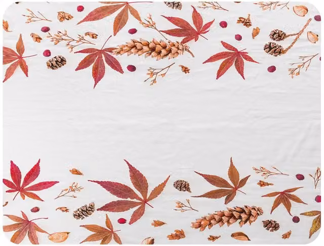Benjamin Tate Design Autumn Leaves Half Border Fleece Blanket in Red, Sand and Beige, W/D/H: 120 x 150 cm – 2