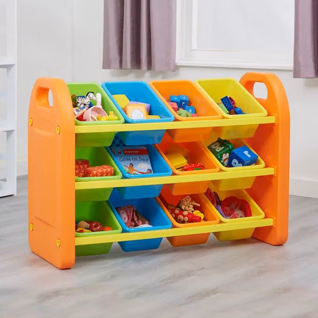 Liberty House Toys Kids 12 Bin Toy Organiser Unit in Multicolour