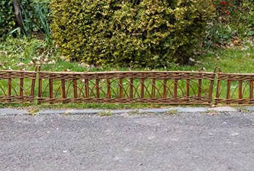 Primrose Set of 2 Natural Brown Willow Garden Lawn Border Edging Panels, 2m – 2