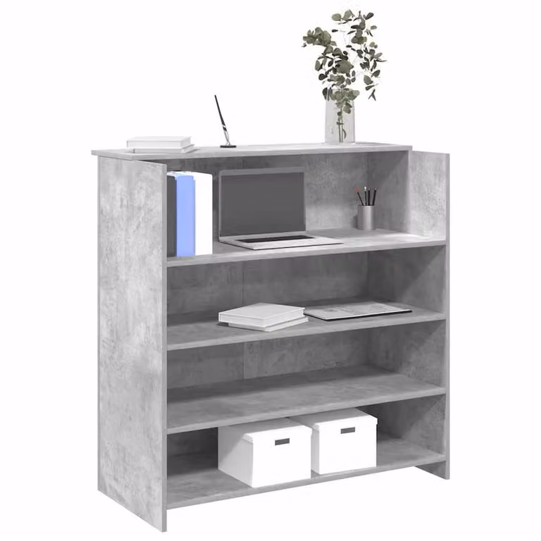 Berkfield Home Reception Desk in Concrete Grey, W/D/H: 100 x 50 x 103.5 cm