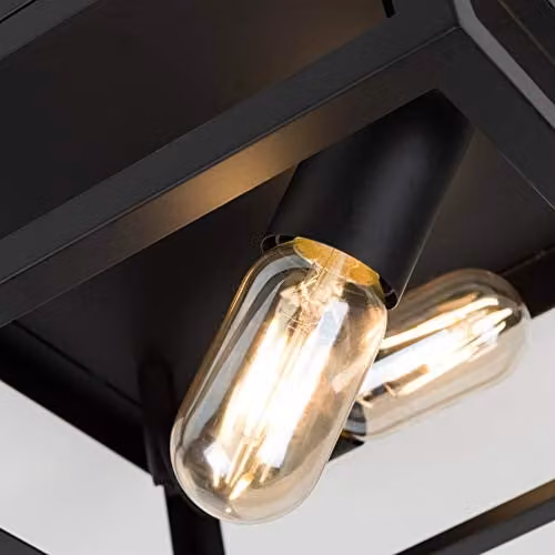 ValueLights Pisces Industrial Black Metal 2 Way Up and Down Ceiling Light – 6