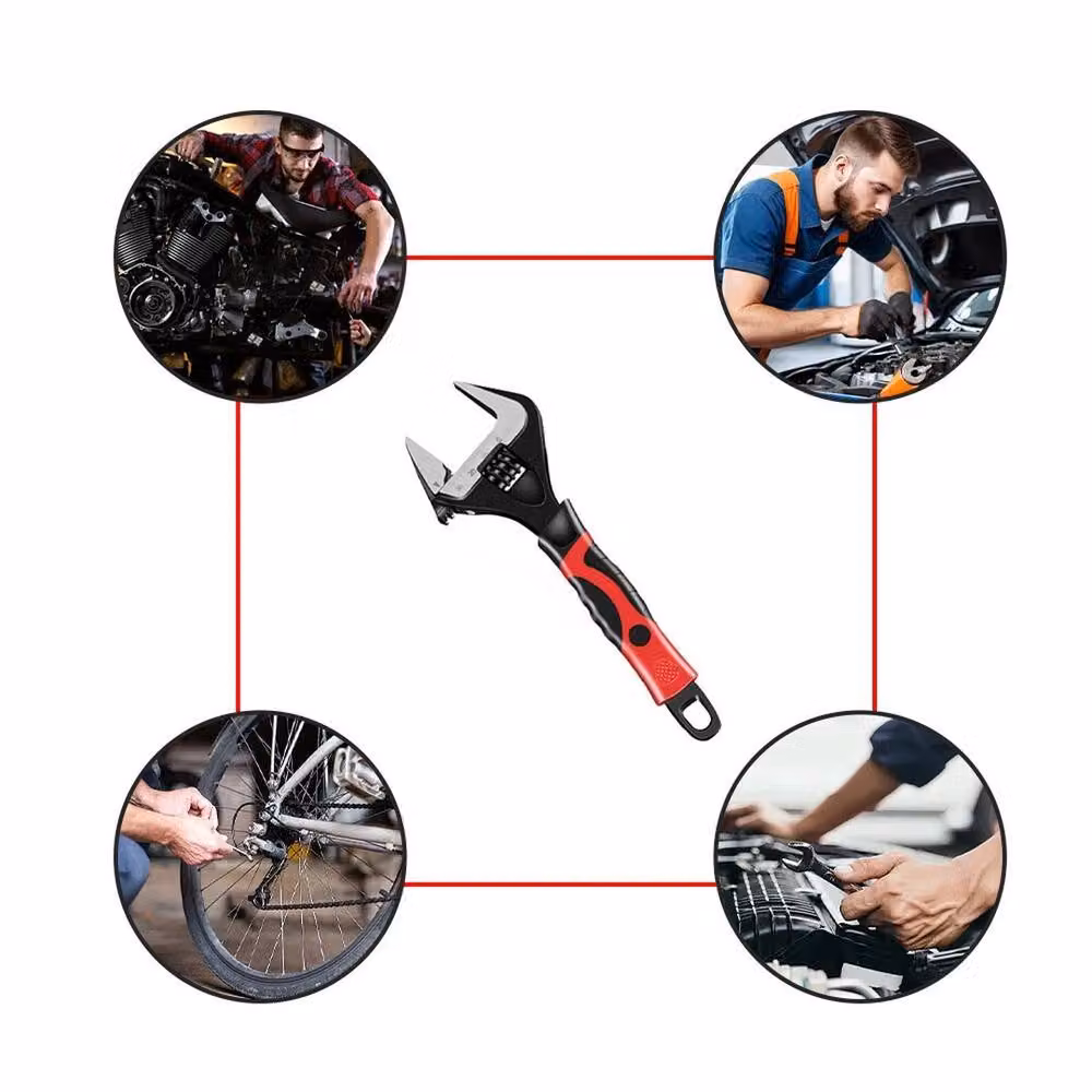 SPETLEK Heavy Duty Adjustable Extra Wide Jaw Wrench Spanner, 6 inch, 0-30mm, Black and Multicolour, Length: 52 cm – 3