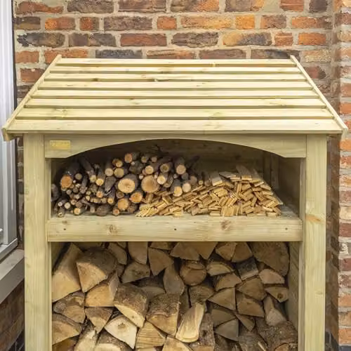 Rowlinsons Premium Heritage Single Log Store in Natural Wood, W: 112 cm, D: 71 cm, H: 170 cm – 4
