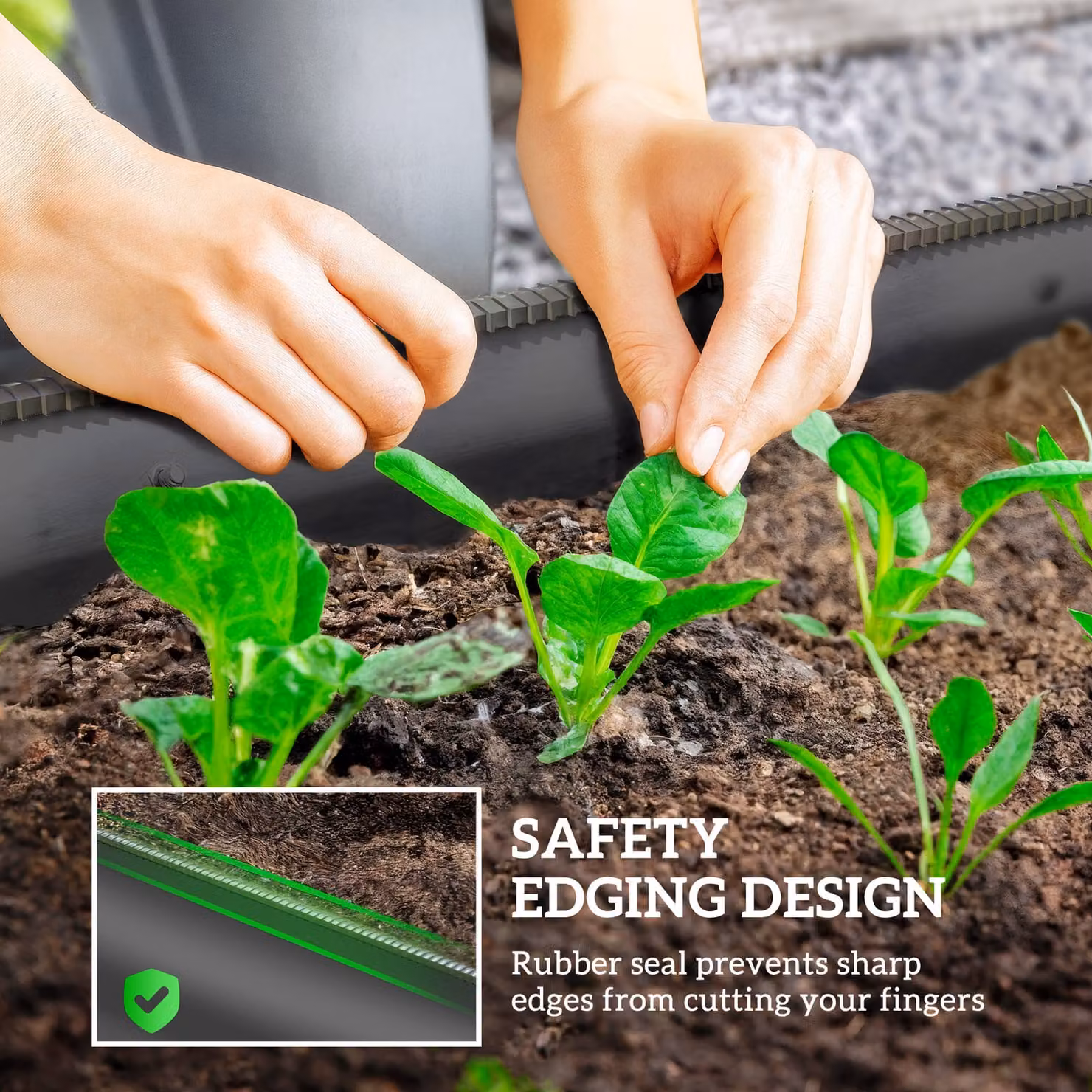 Outsunny Galvanised Steel Raised Garden Bed with Safety Edging in Grey, W: 62 cm, D: 30 cm, H: 62 cm – 5