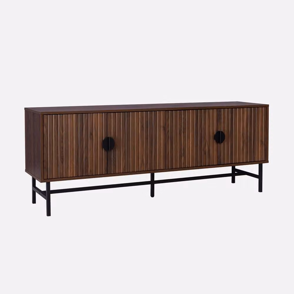 Sweek Industrial Style 4-Door TV Unit in Dark Brown Wooden Effect – 2