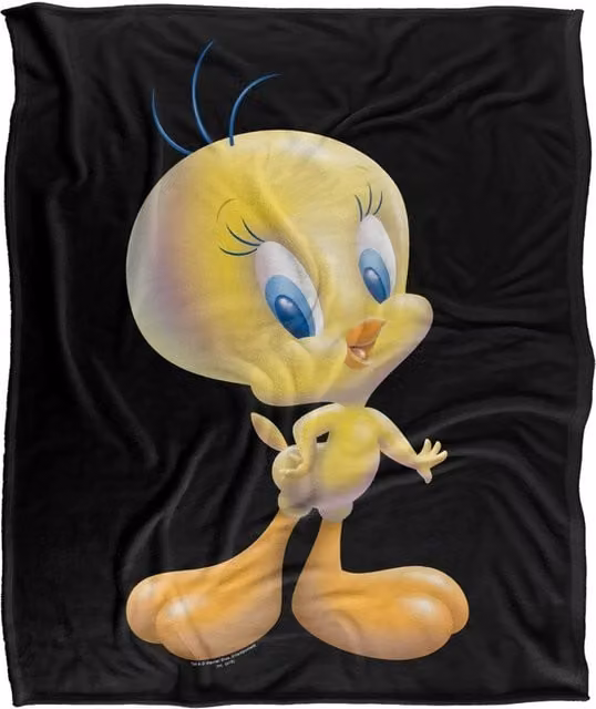 Warner Bros. Looney Tunes Tweety Multicolour Super Soft Fluffy Polyester Throw Blanket for Adults – 1
