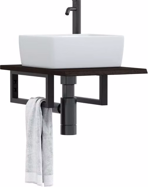 Berkfield Home Wall Mounted Basin Shelf in Brown Oak and Steel