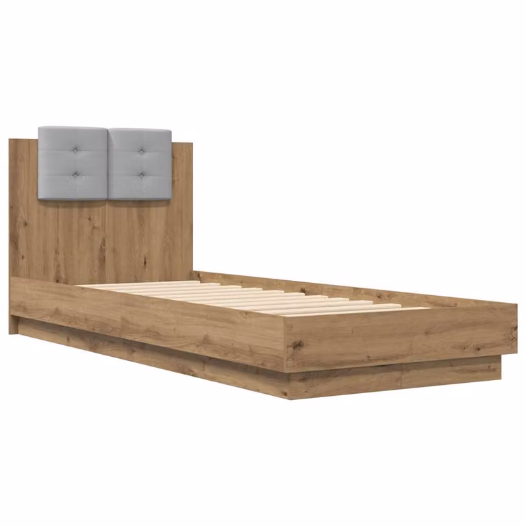 Berkfield Home Artisan Oak Bed Frame with Under-Bed LED Lighting, Brown, W/D/H: 80 x 200 cm