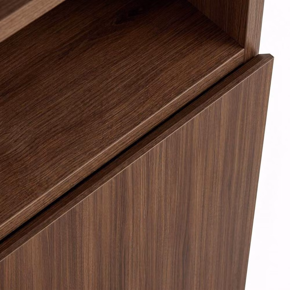 CALICOSY Oliver Small Sideboard with 2 Doors and 1 Niche, Walnut Brown, Width: 80 cm – 4