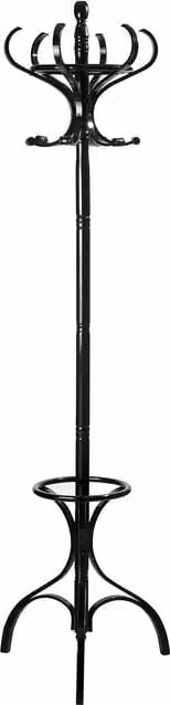 Maison by Premier Classic Glossy Black Metal Post Tree Coat Stand with Distributed Point Hooks