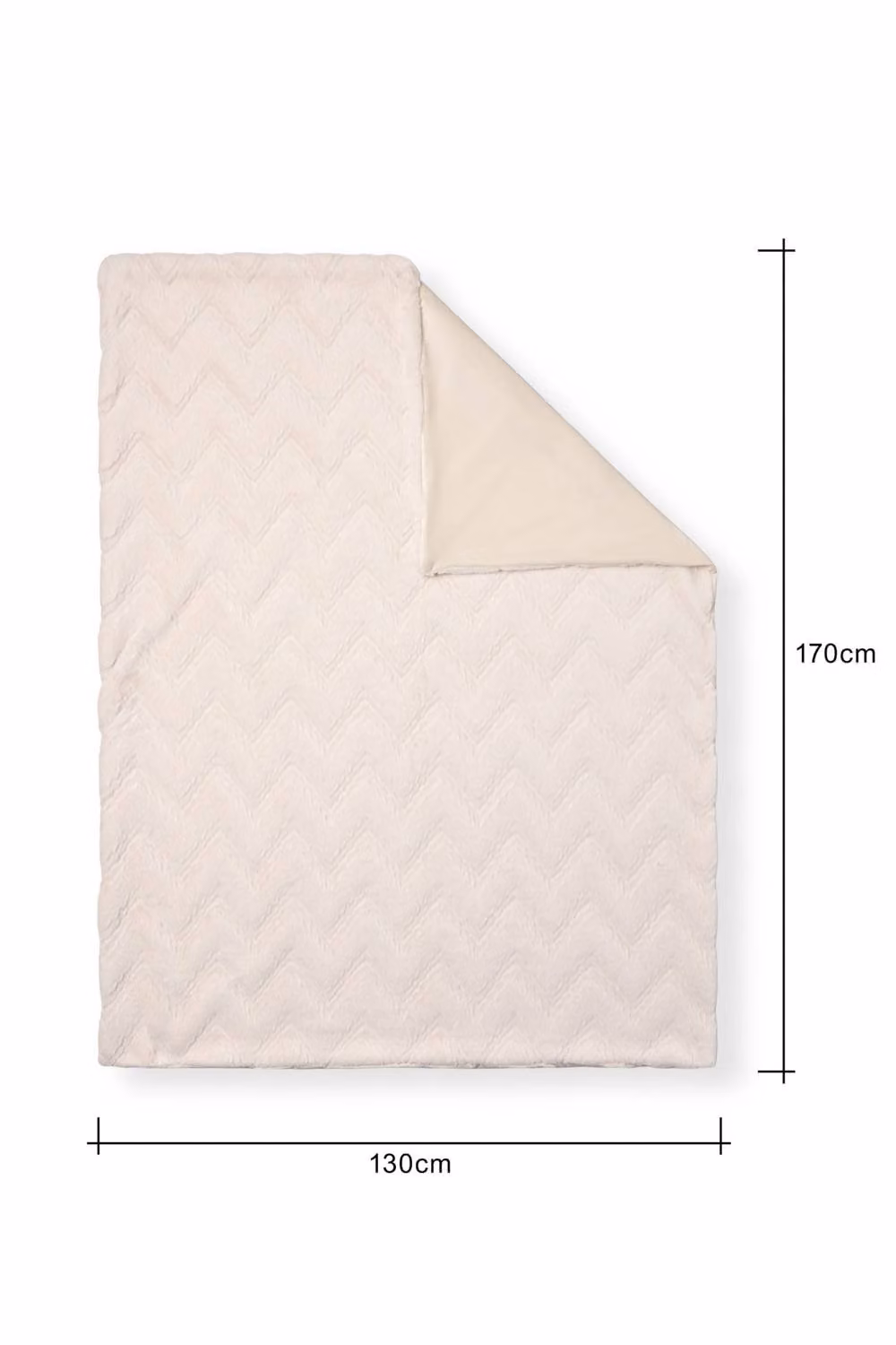 BHS Cream Chevron Fluffy Faux Fur Throw W/D/H: 170 x 130 x 1 cm – 2