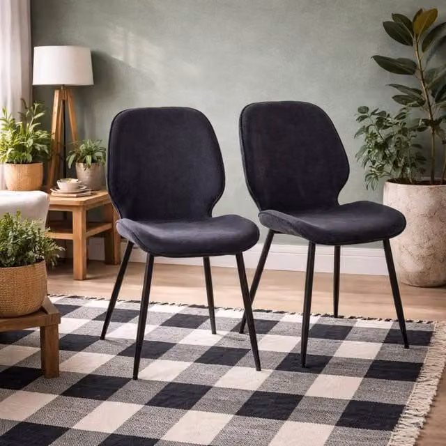 Wyld Haus Set of 4 Larkwood Anthracite Corduroy Dining Chairs in Grey – 1