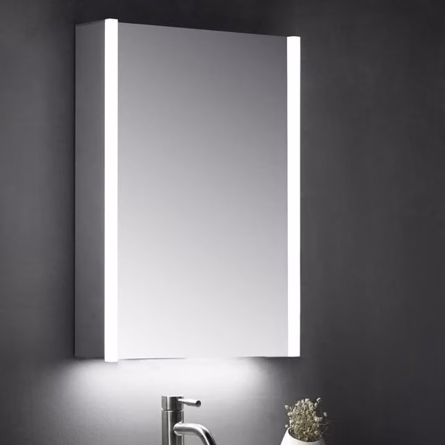 Bathroom Kingdom Eden Illuminated LED Mirror Cabinet in Silver, W: 50 cm, H: 70 cm
