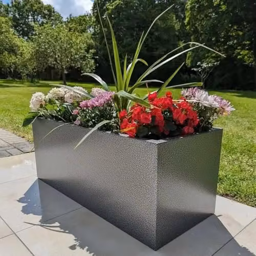 Tulipy Galvanised Steel Trough Planter with Liner in Silver and Black, W: 32 cm, D: 75 cm, H: 32 cm – 5