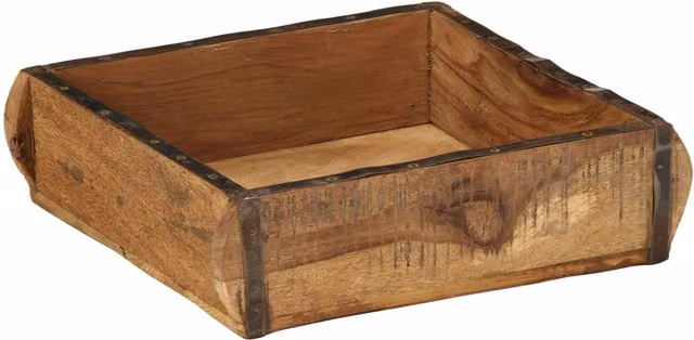 Berkfield Home Set of 4 Rectangular Reclaimed Solid Wood Trays, Brown, W: 31 cm, D: 29 cm, H: 10 cm