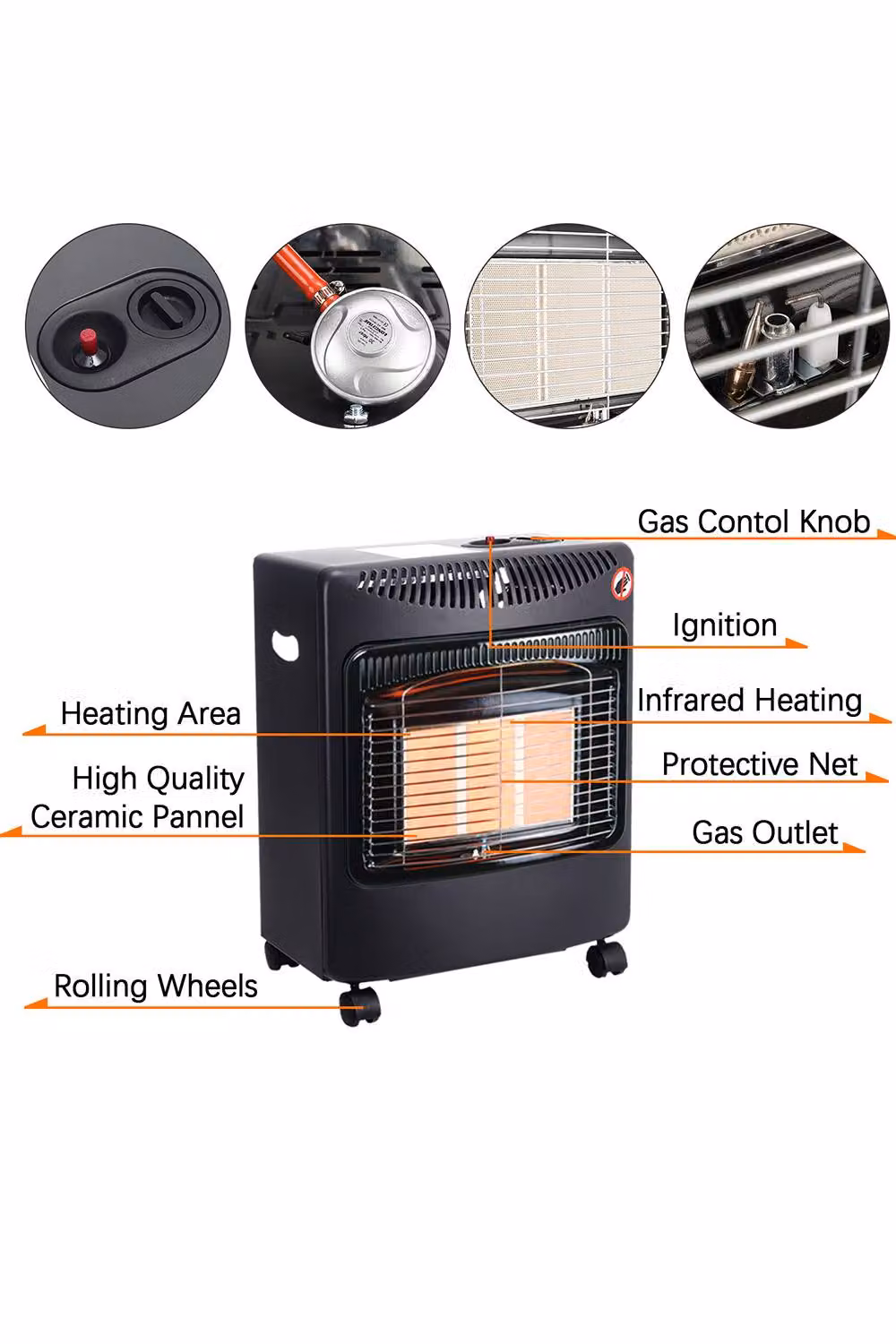 Living and Home Portable Ceramic Gas Heater in Black for Indoor and Outdoor Use – 3