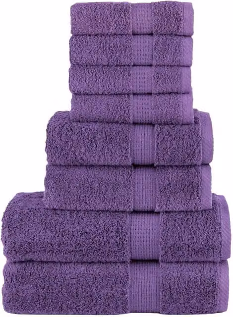 Berkfield Home SOLUND 8 Piece Premium Purple Cotton Terry Towel Set, 600 gsm – 1