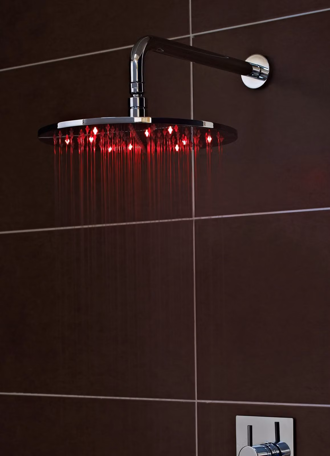 Balterley Round LED Fixed Overhead Shower Head in Chrome Silver, Diameter: 300 mm – 2
