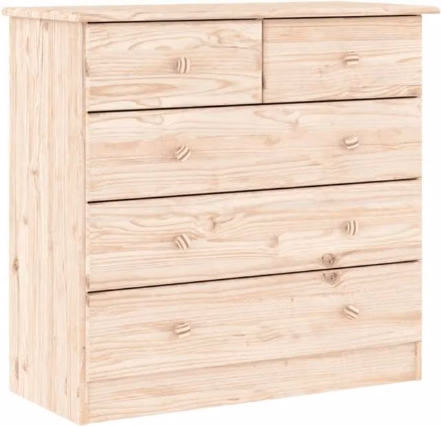 Berkfield Home ALTA Chest of Drawers in Light Tan Solid Pine Wood, W: 77 cm, D: 35 cm, H: 73 cm – 1